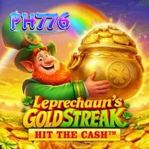 Tampilan layar permainan slot Leprechaun’s Gold Streak Hit The Cash dengan tema Irlandia yang cerah dan simbol keberuntungan.