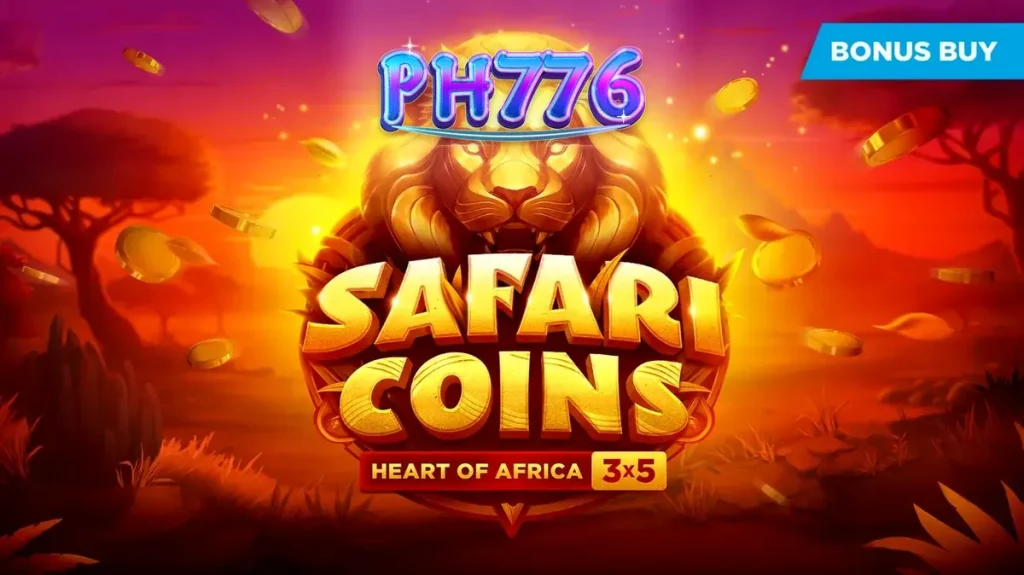 Pemandangan savana Afrika yang misterius dengan simbol emas dalam slot Safari Coins