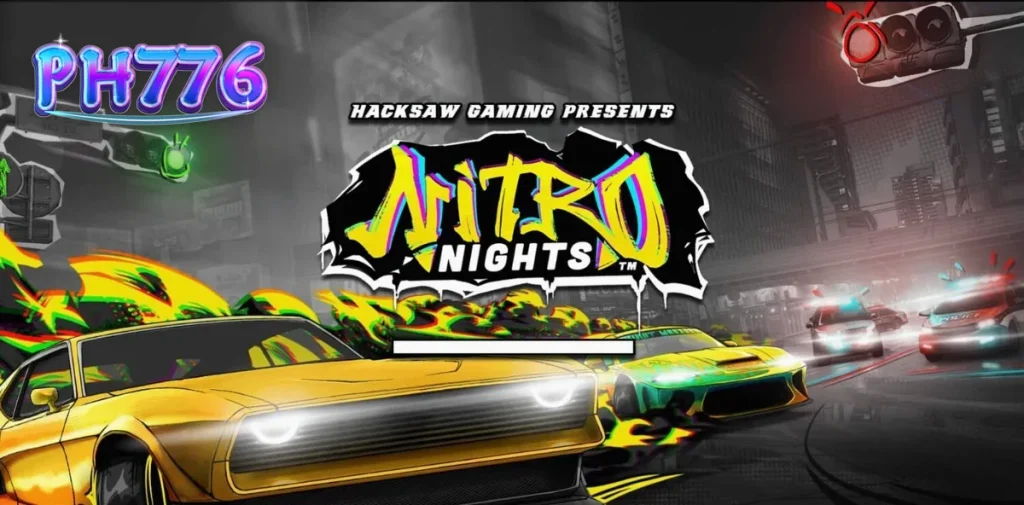 Tampilan visual neon dan mobil balap dalam slot Nitro Nights